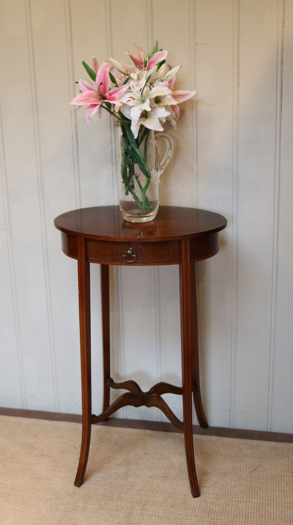 Small Edwardian Mahogany Oval Table View IV