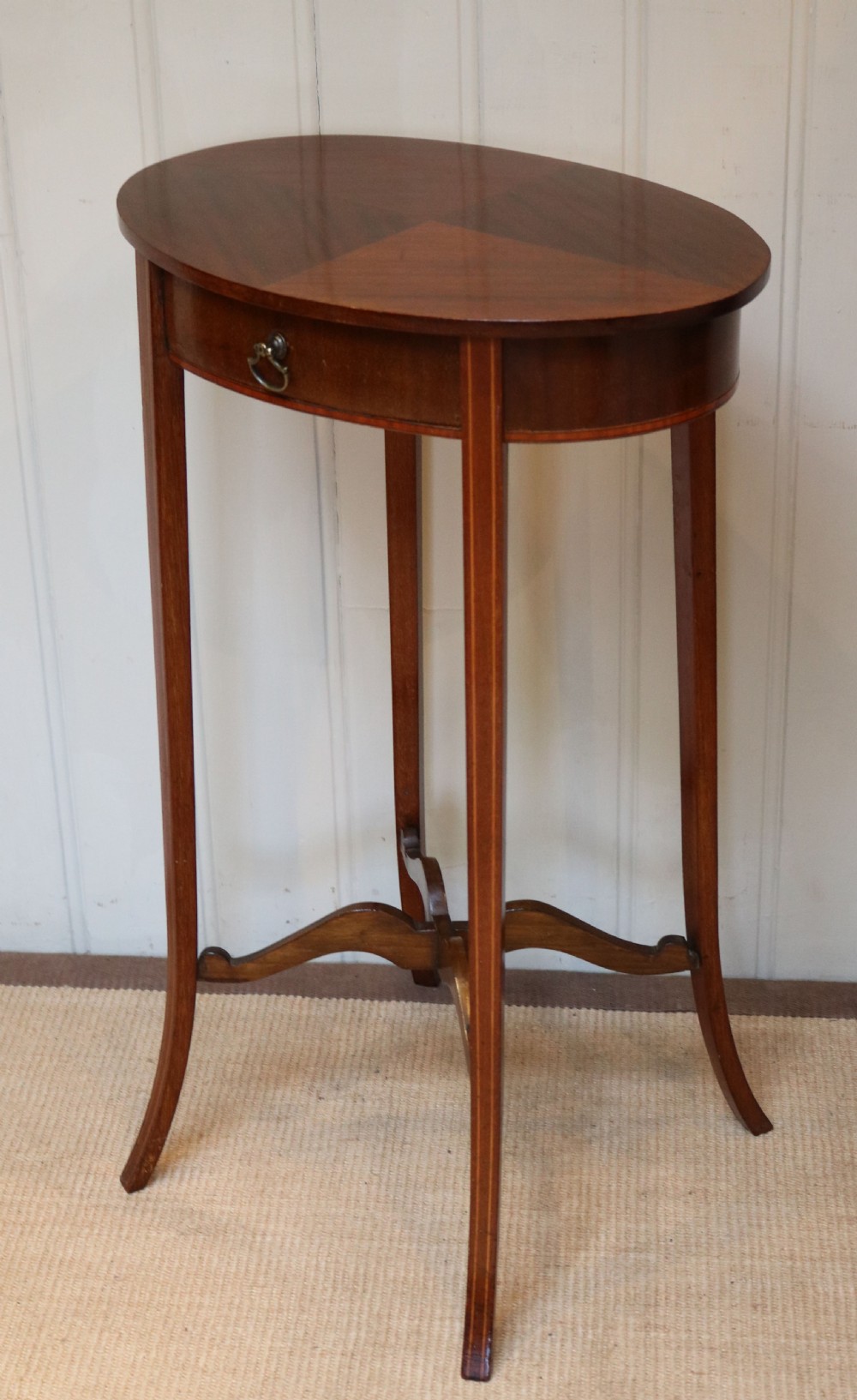 Small Edwardian Mahogany Oval Table View V