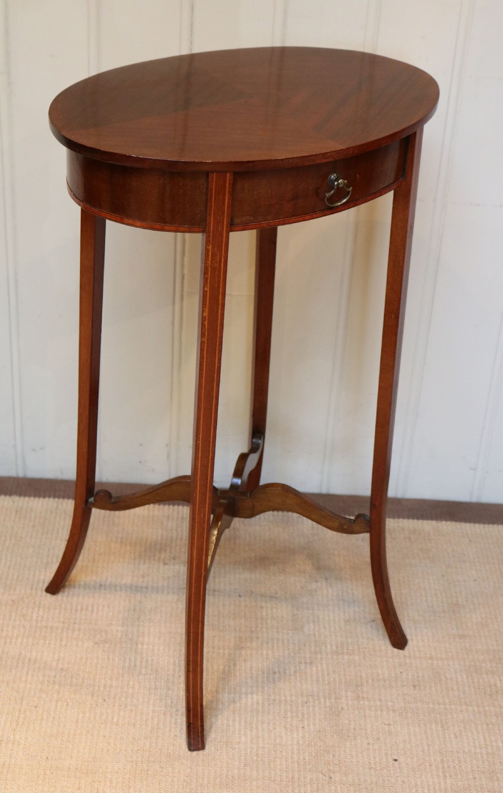 Small Edwardian Mahogany Oval Table View VI