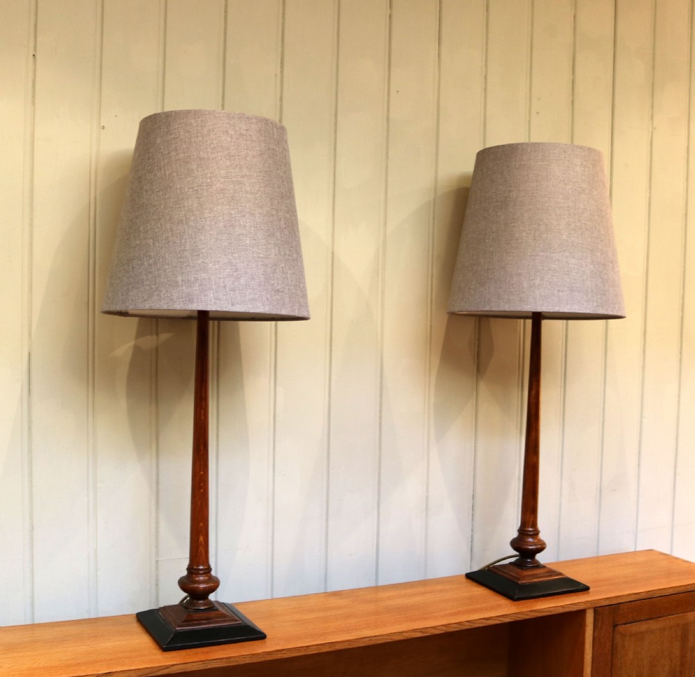 Pair Of Oak Art Deco Lamp Bases View II