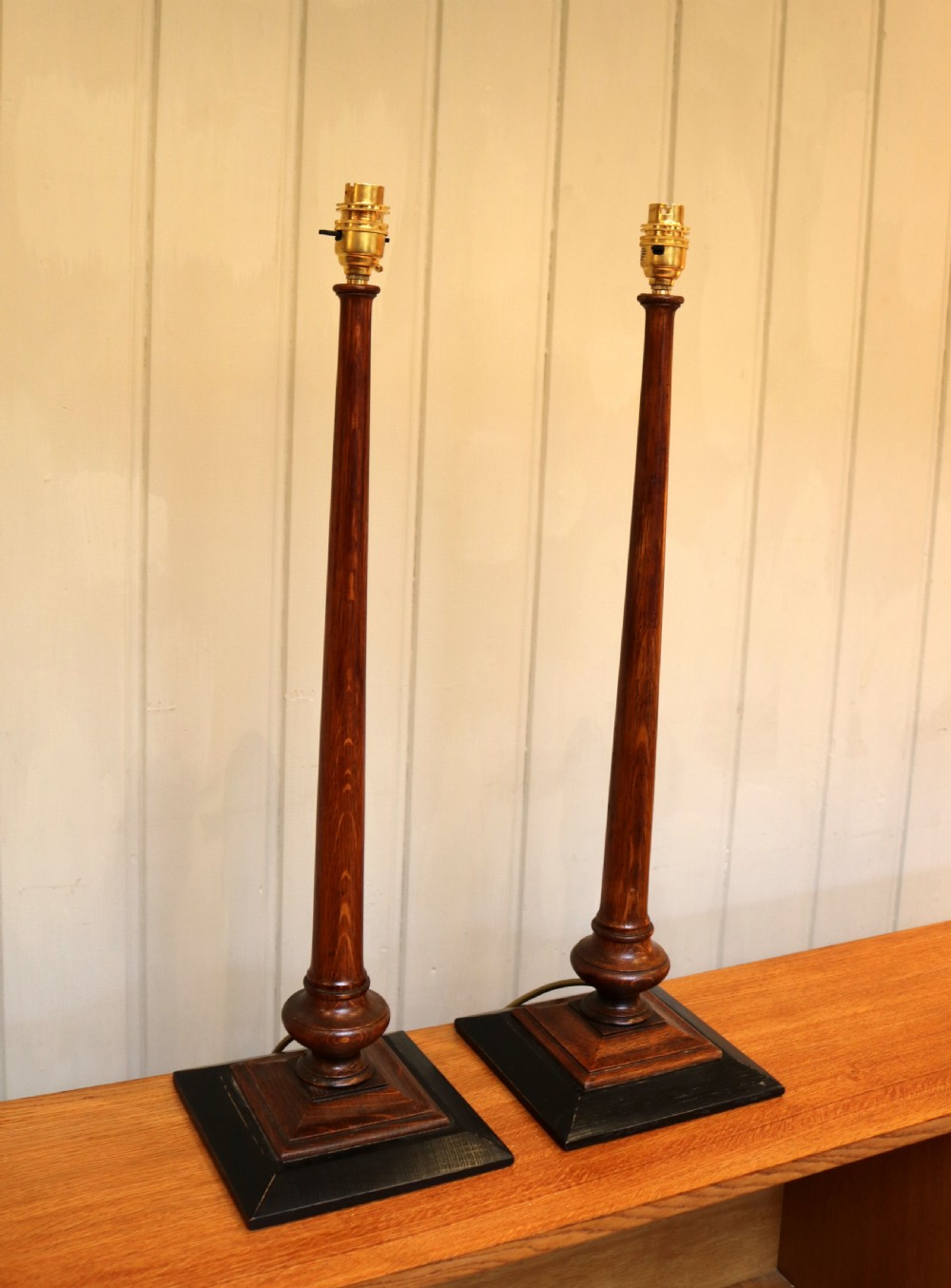 Pair Of Oak Art Deco Lamp Bases View III