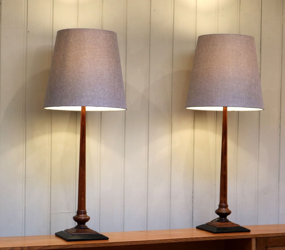 Pair Of Oak Art Deco Lamp Bases View IV