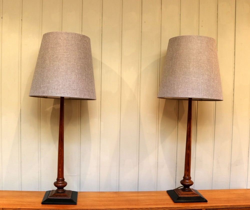 Pair Of Oak Art Deco Lamp Bases View V