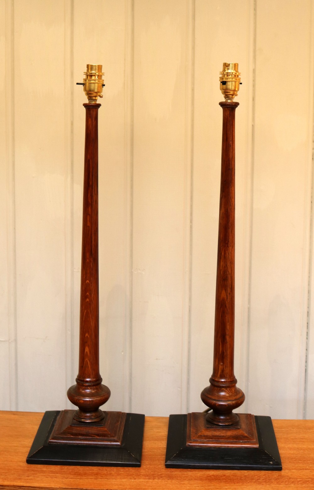 Pair Of Oak Art Deco Lamp Bases View VI