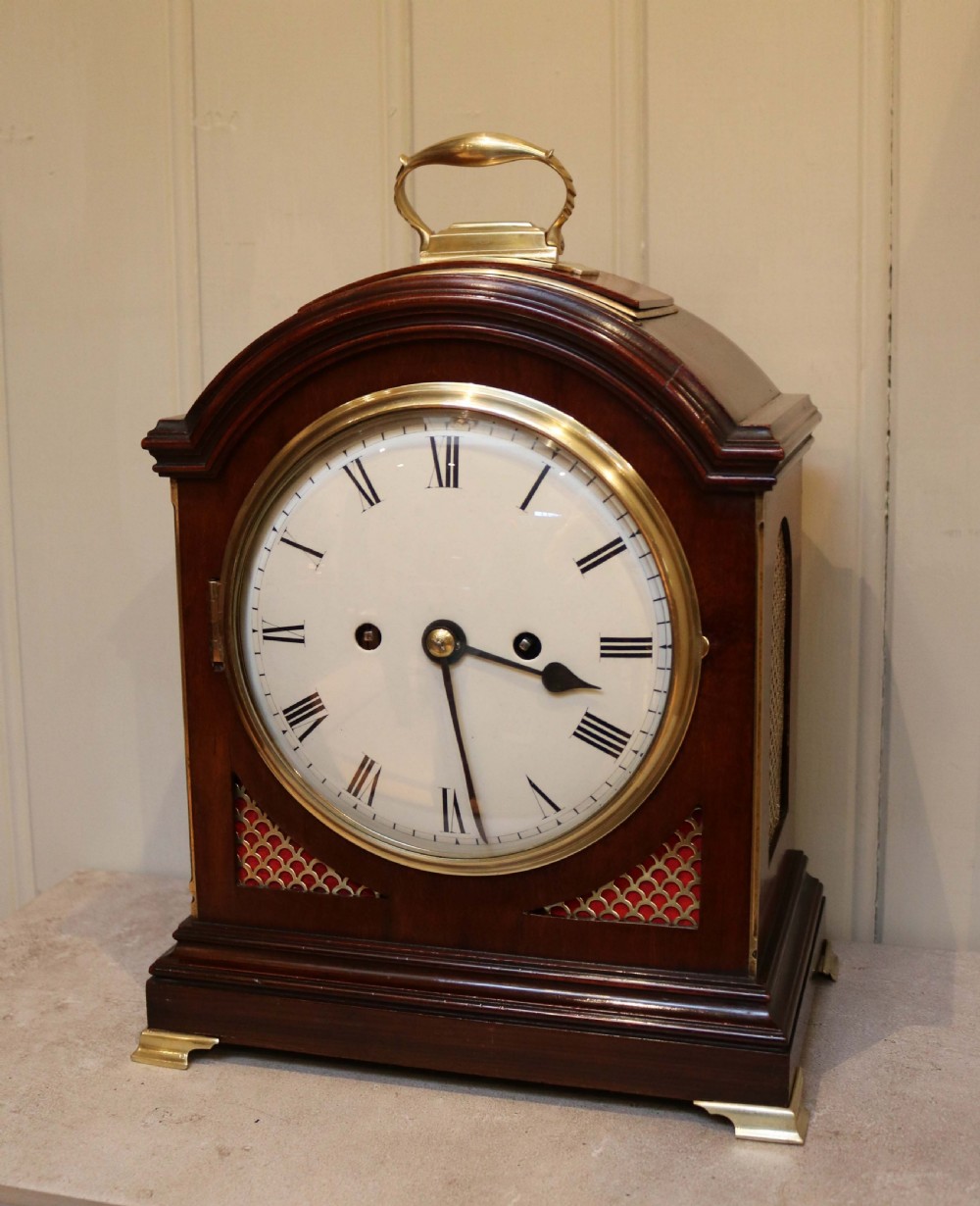 Mahogany Pad Top Fusee Bracket Clock (England, c. 1890)