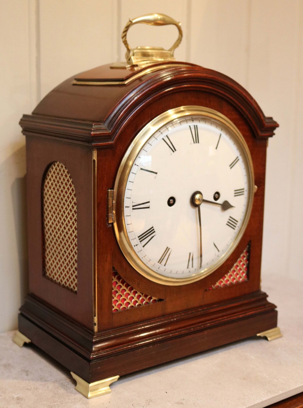 Mahogany Pad Top Fusee Bracket Clock (England, c. 1890) View IV