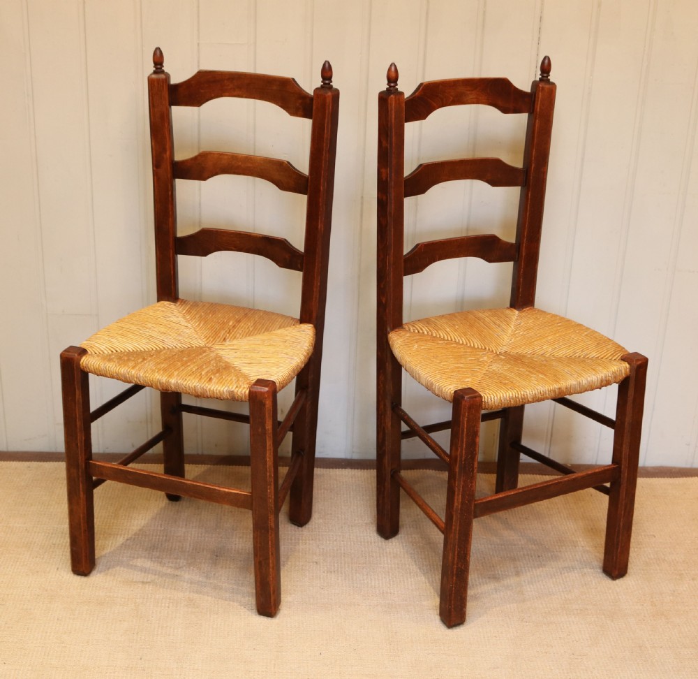Set Of Six Beech Rush Seat Chairs  View III