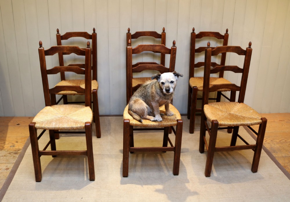 Set Of Six Beech Rush Seat Chairs  View IV