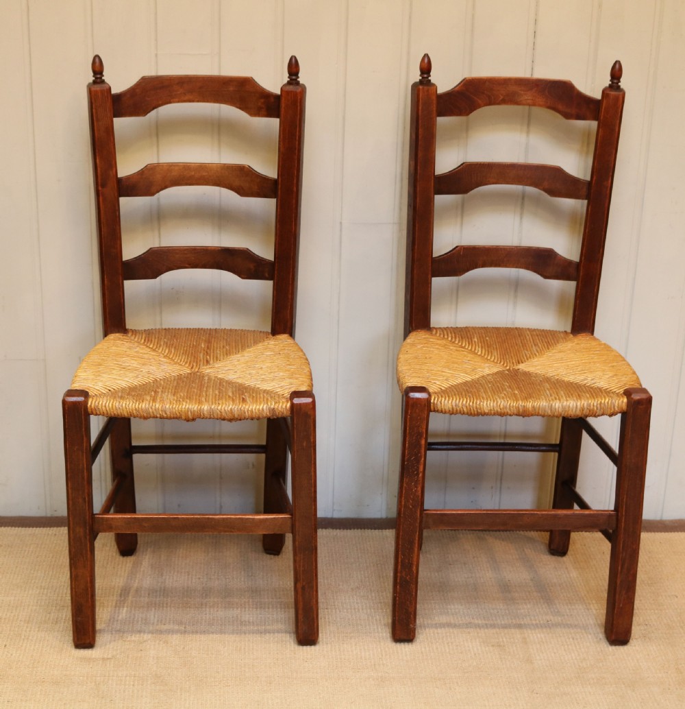 Set Of Six Beech Rush Seat Chairs  View V