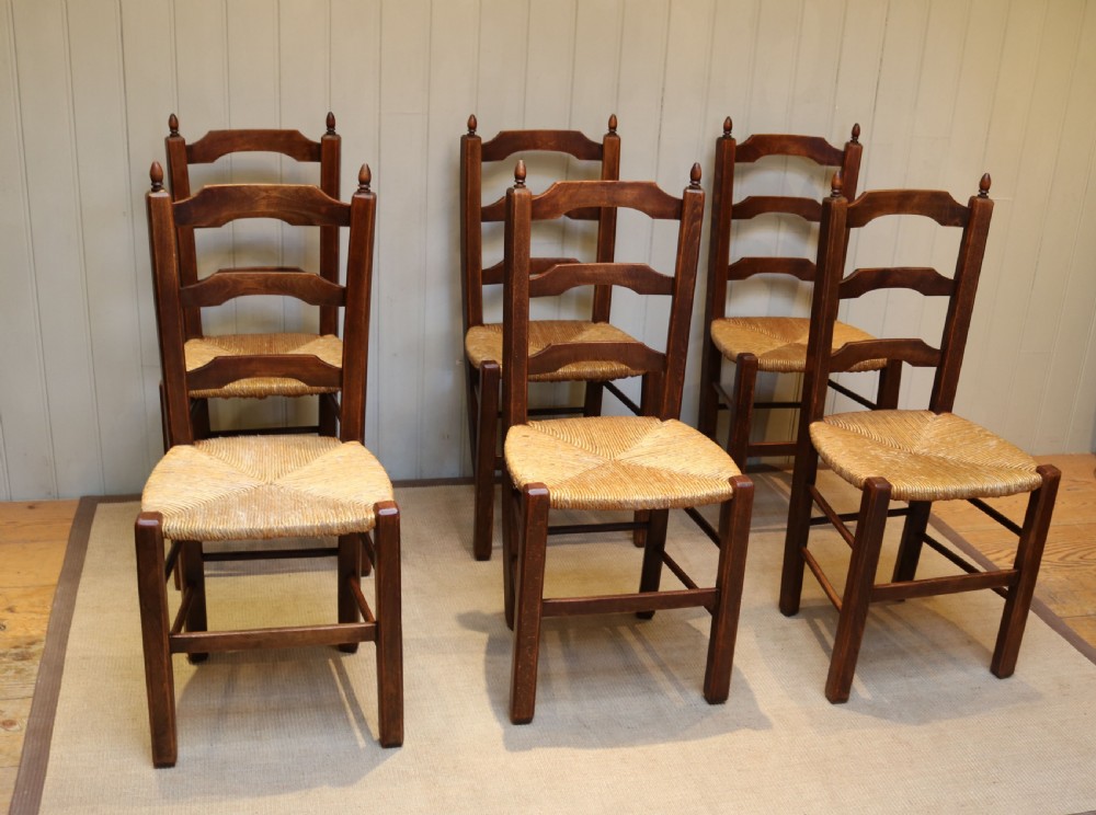Set Of Six Beech Rush Seat Chairs  View VI