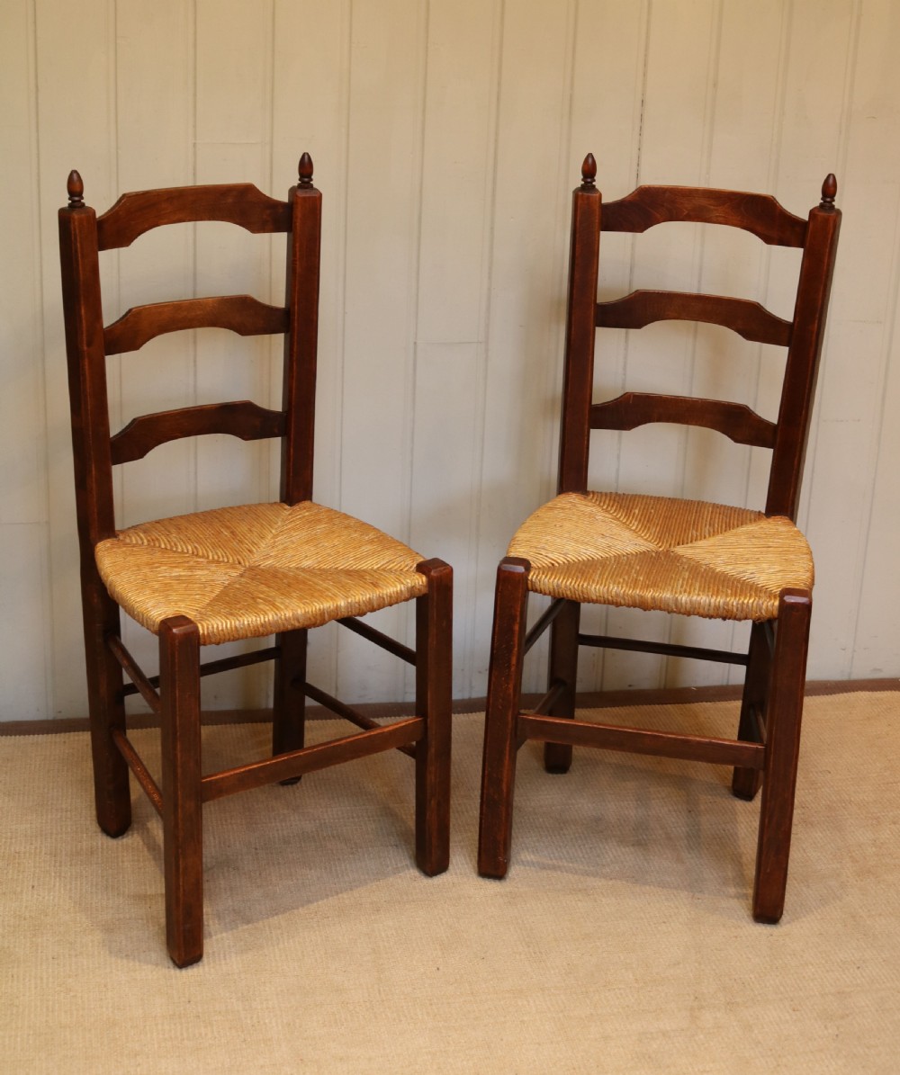 Set Of Six Beech Rush Seat Chairs  View VII