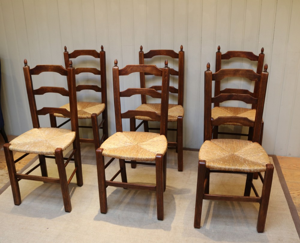 Set Of Six Beech Rush Seat Chairs  View VIII