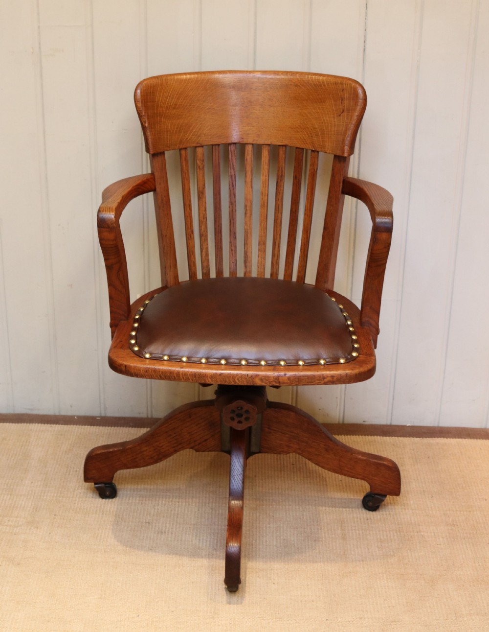 Solid Oak Revolving Office Chair 