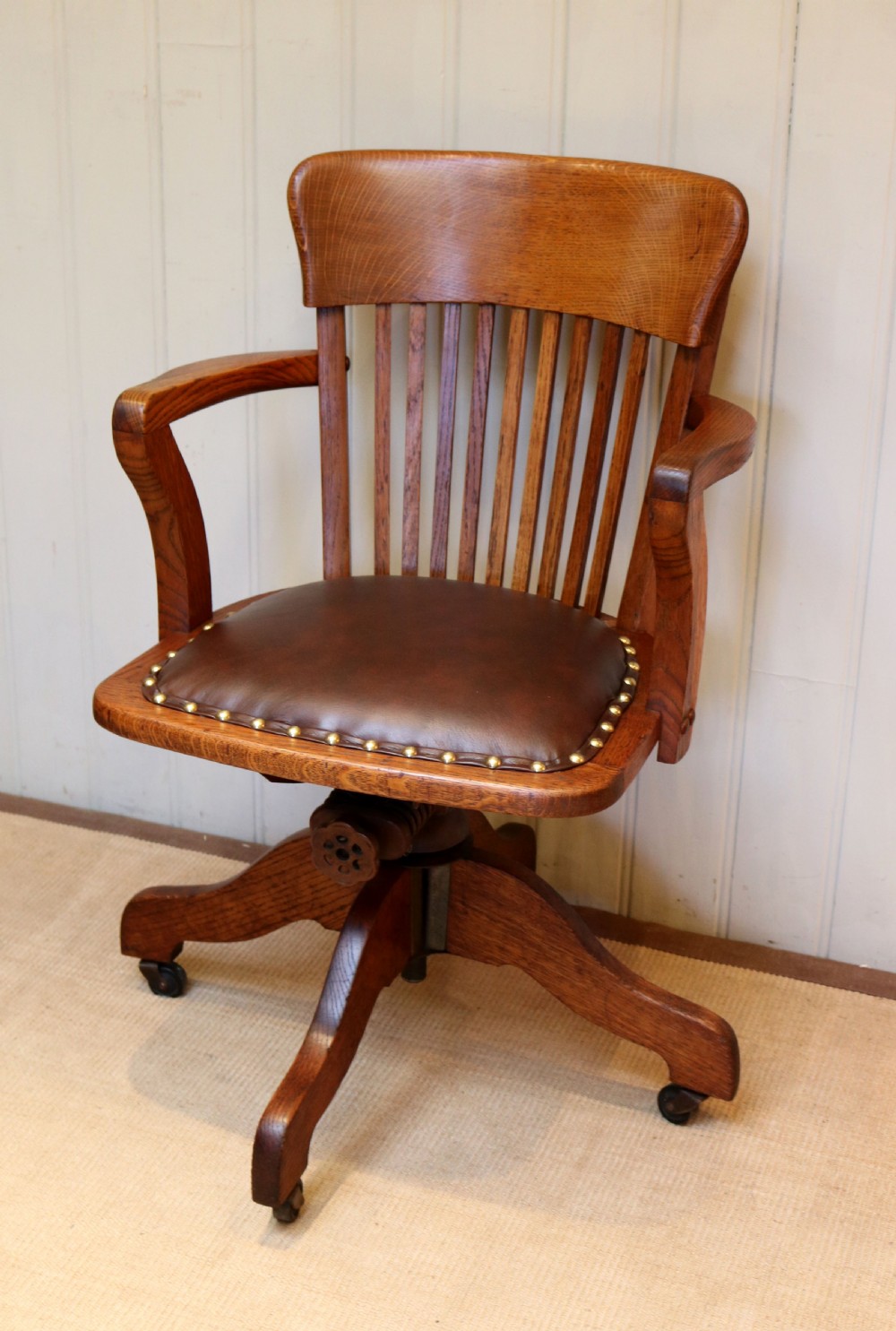 Solid Oak Revolving Office Chair  View III