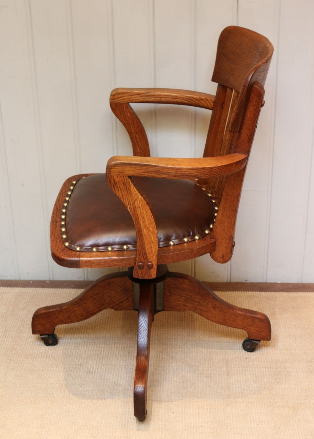 Solid Oak Revolving Office Chair  View IV