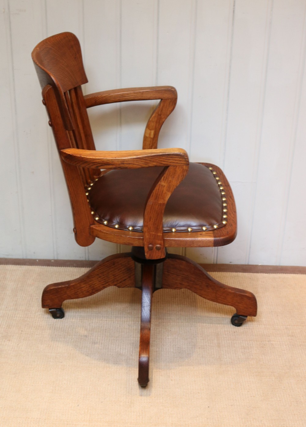 Solid Oak Revolving Office Chair  View V