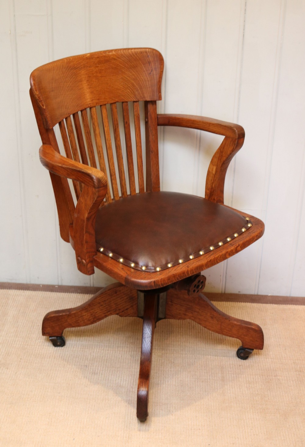 Solid Oak Revolving Office Chair  View VI