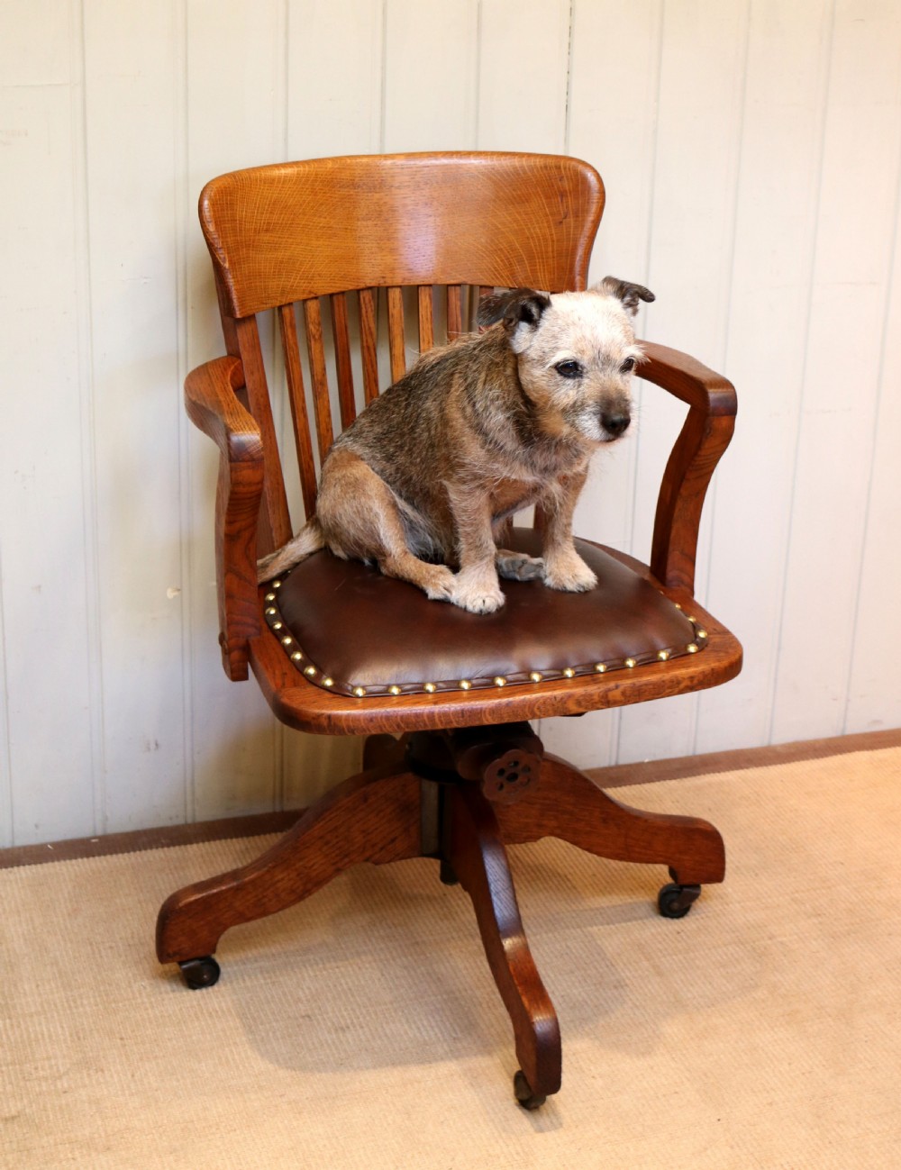 Solid Oak Revolving Office Chair  View VII