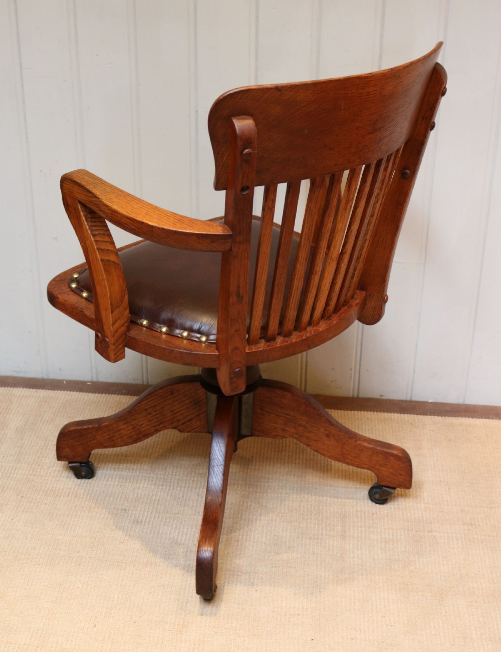 Solid Oak Revolving Office Chair  View VIII