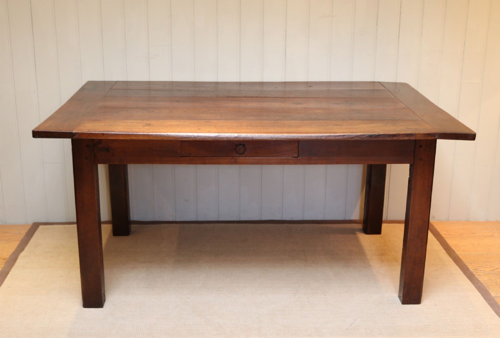 French Dark Cherry Wood Farmhouse Table 