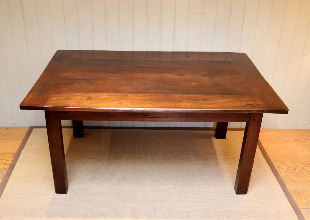 French Dark Cherry Wood Farmhouse Table  View II