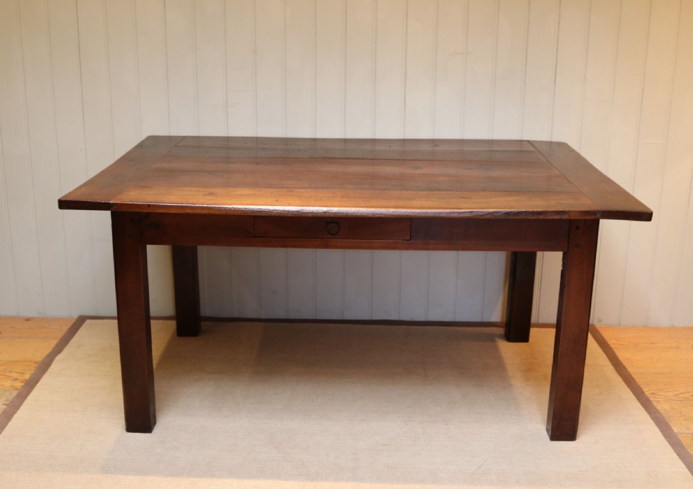 French Dark Cherry Wood Farmhouse Table  View V