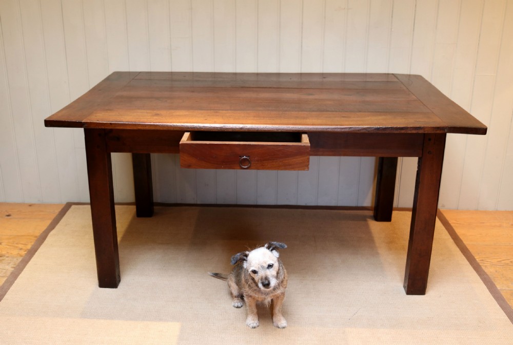 French Dark Cherry Wood Farmhouse Table  View VII