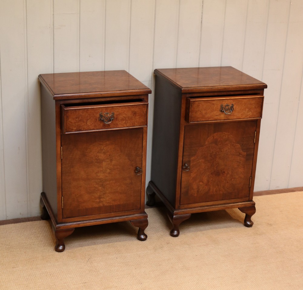 Pair Of Burr Walnut Bedside Cabinets  View V