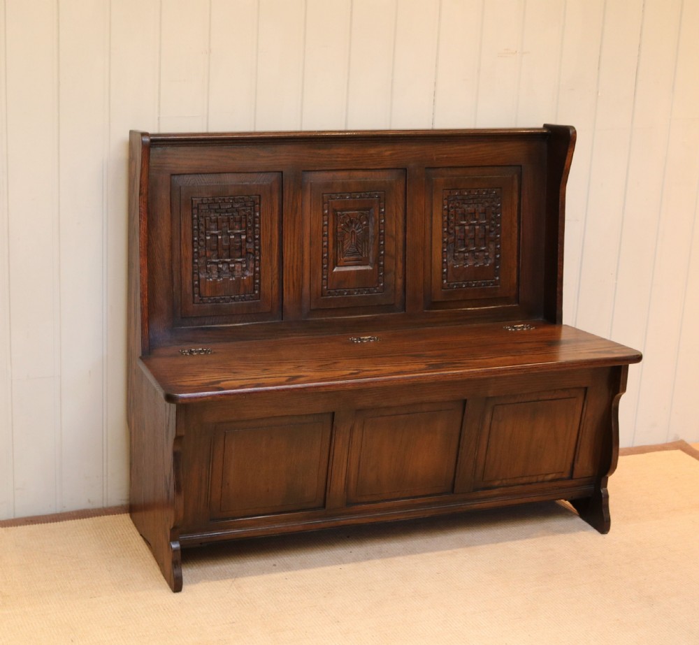 Carved Oak Bench View V