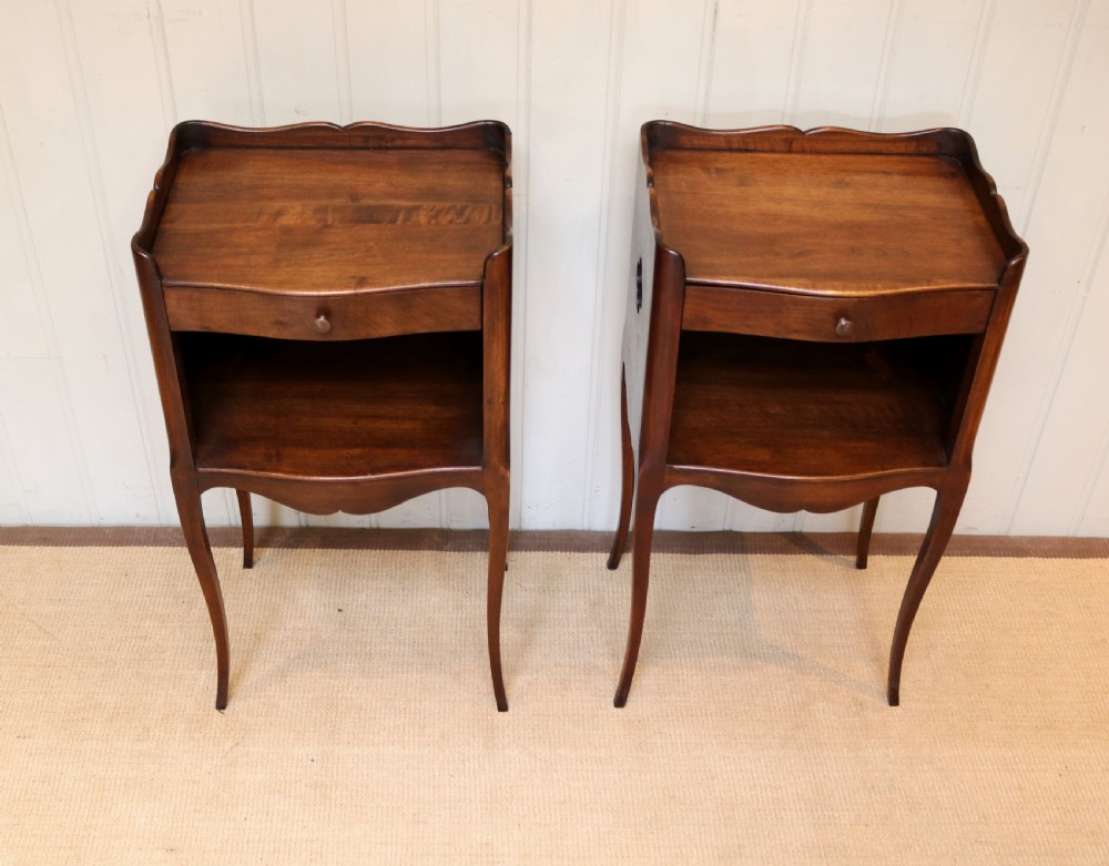Pair Of French Cherry Wood Bedside Cabinets View IV