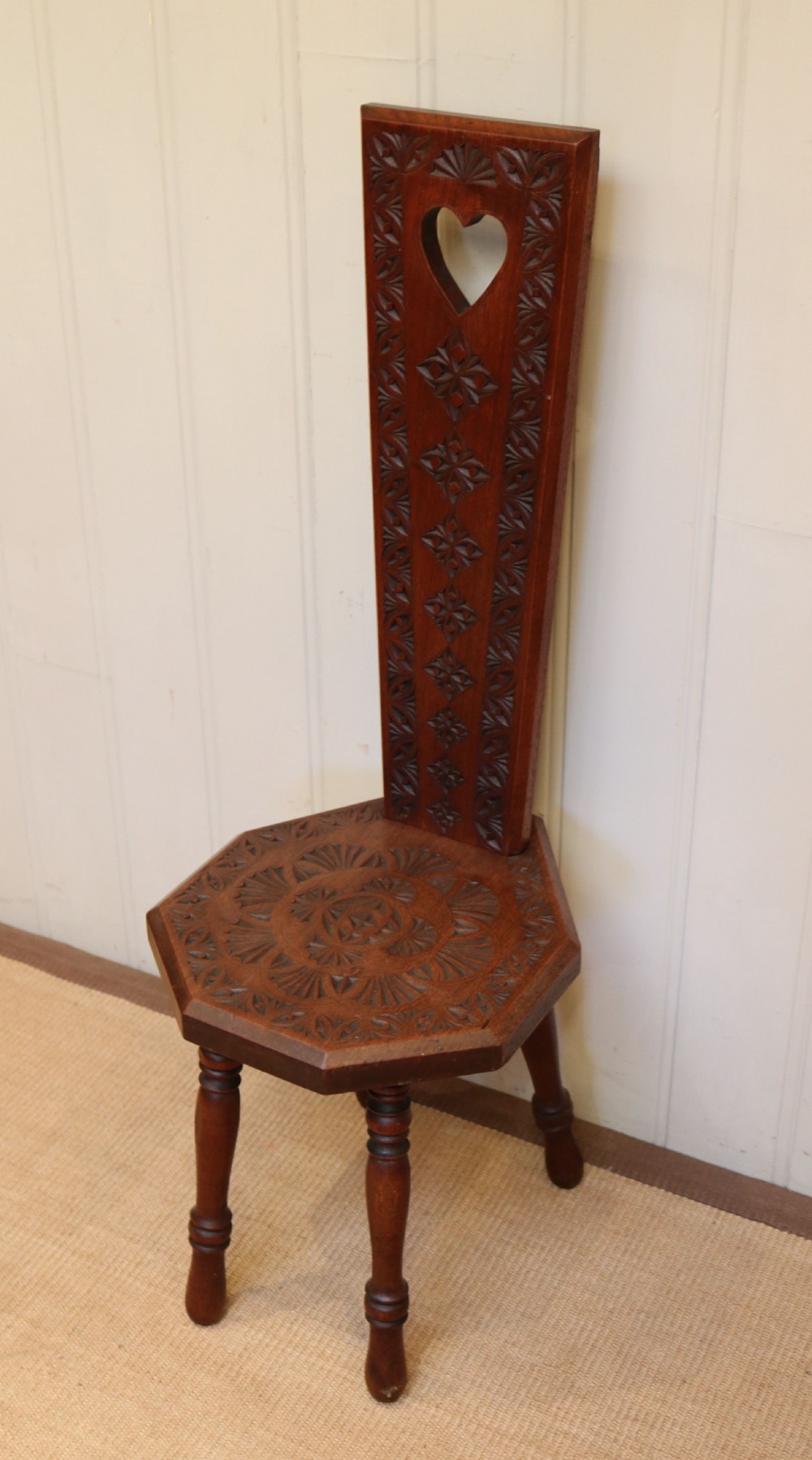 Carved Oak Spinning Chair