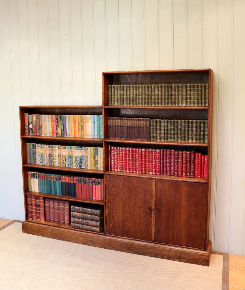 Large Open Sectional Oak Bookcase