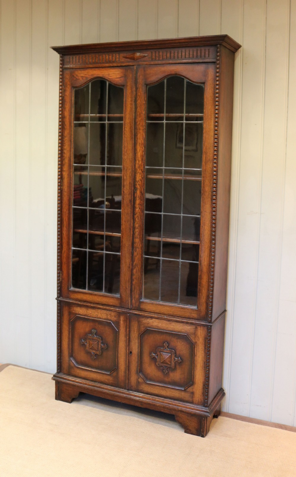 Tall Glazed Oak Bookcase View VIII
