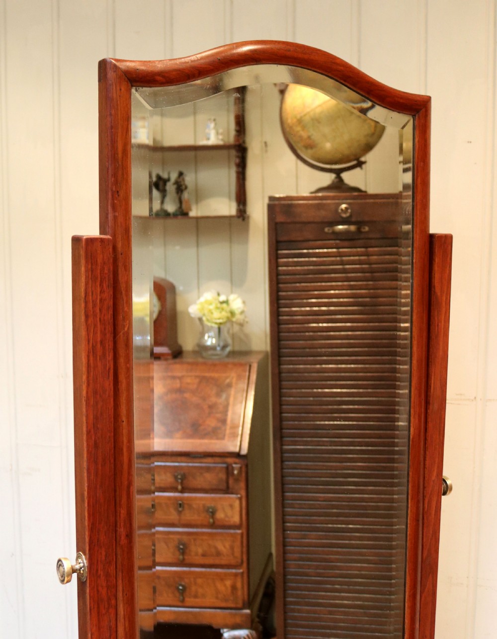 Edwardian Mahogany Cheval Mirror View IV