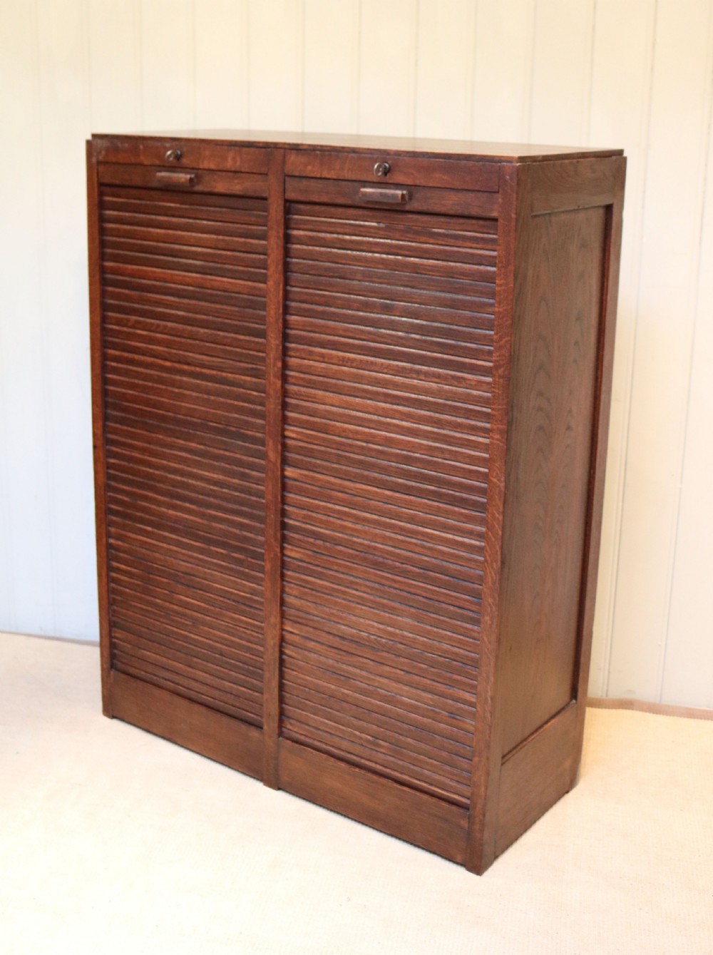 Oak Double Tambour Front Filing Cabinet  View III