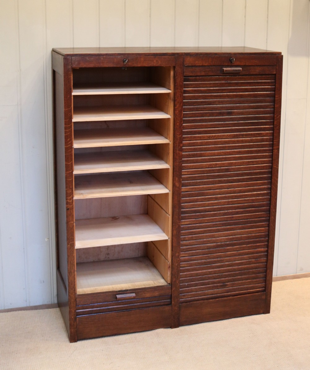 Oak Double Tambour Front Filing Cabinet  View VI