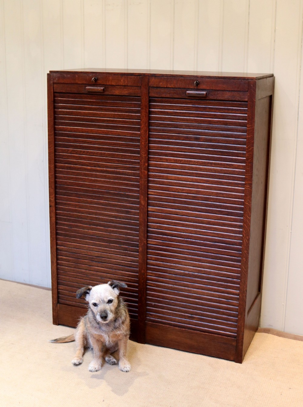 Oak Double Tambour Front Filing Cabinet  View VIII