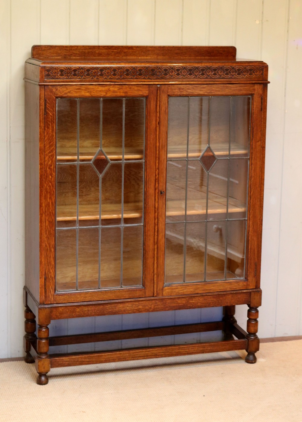 Oak Glazed Bookcase View II