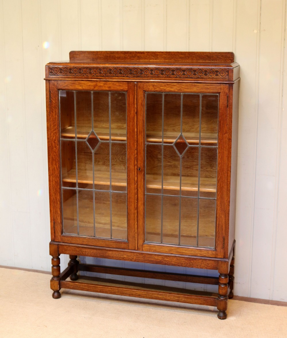 Oak Glazed Bookcase View IV