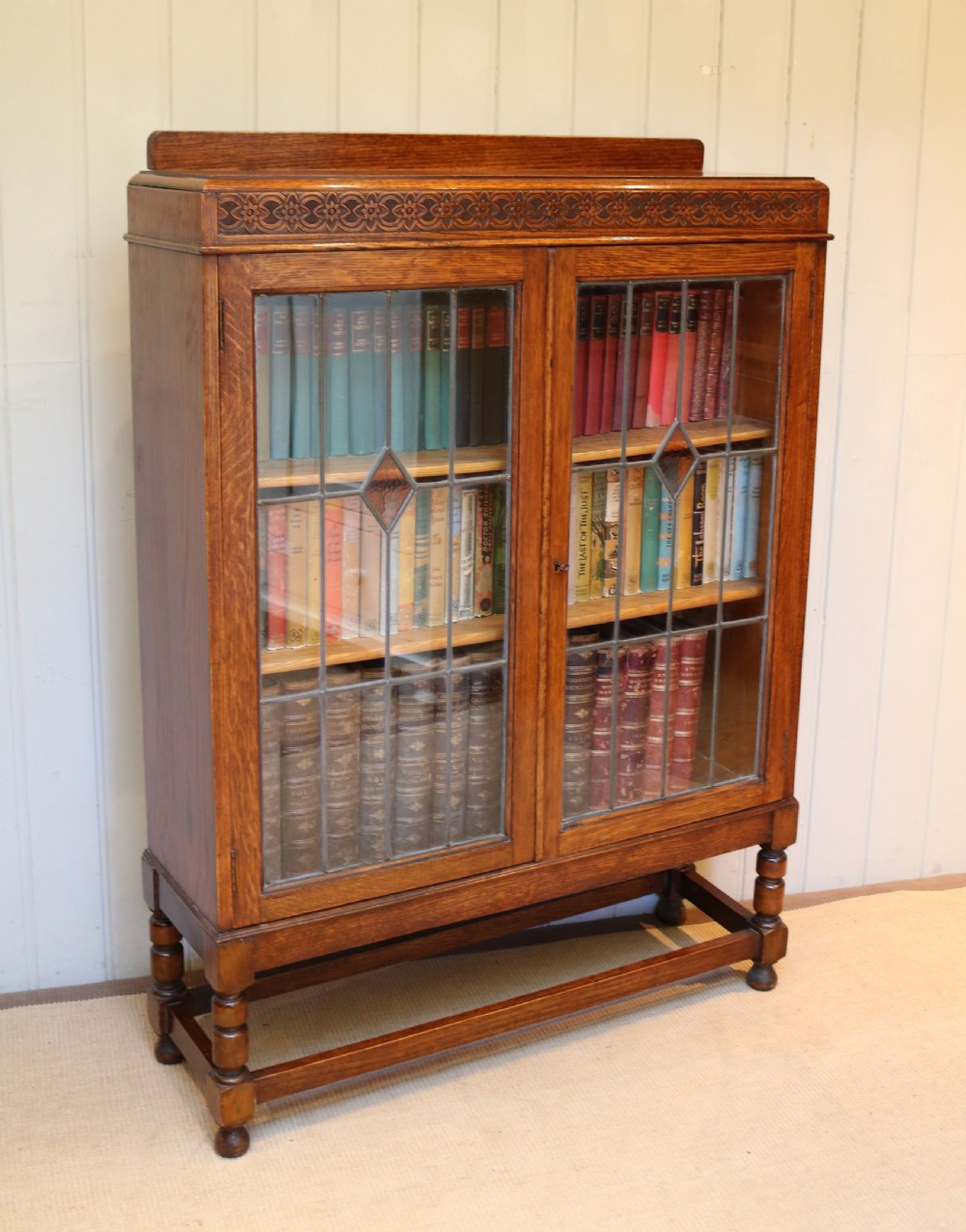 Oak Glazed Bookcase View V