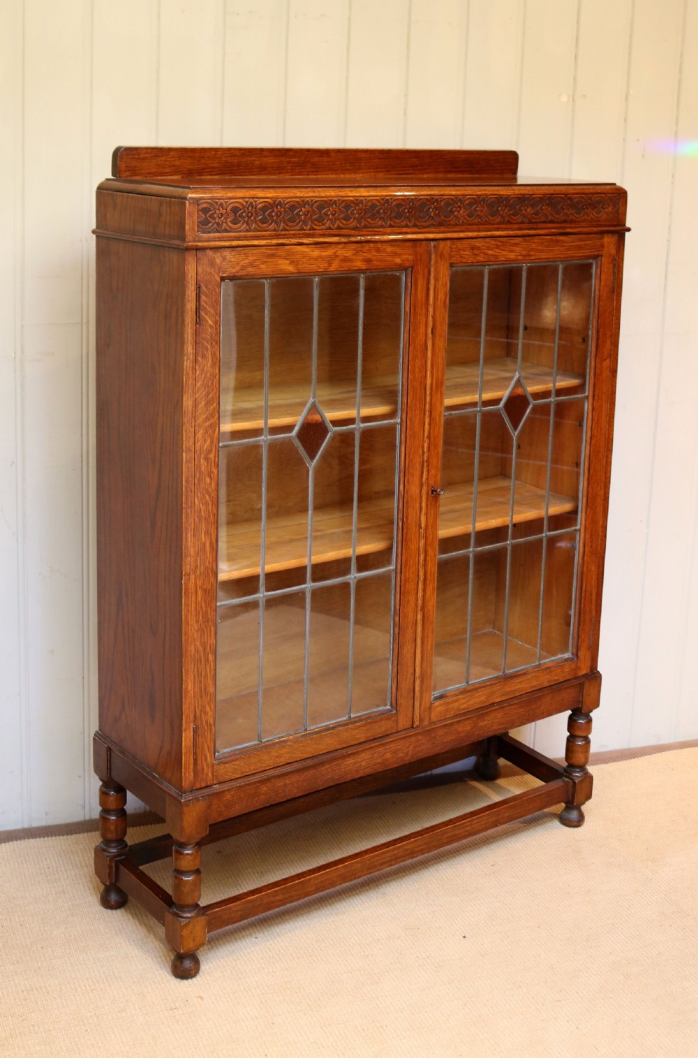 Oak Glazed Bookcase View VI