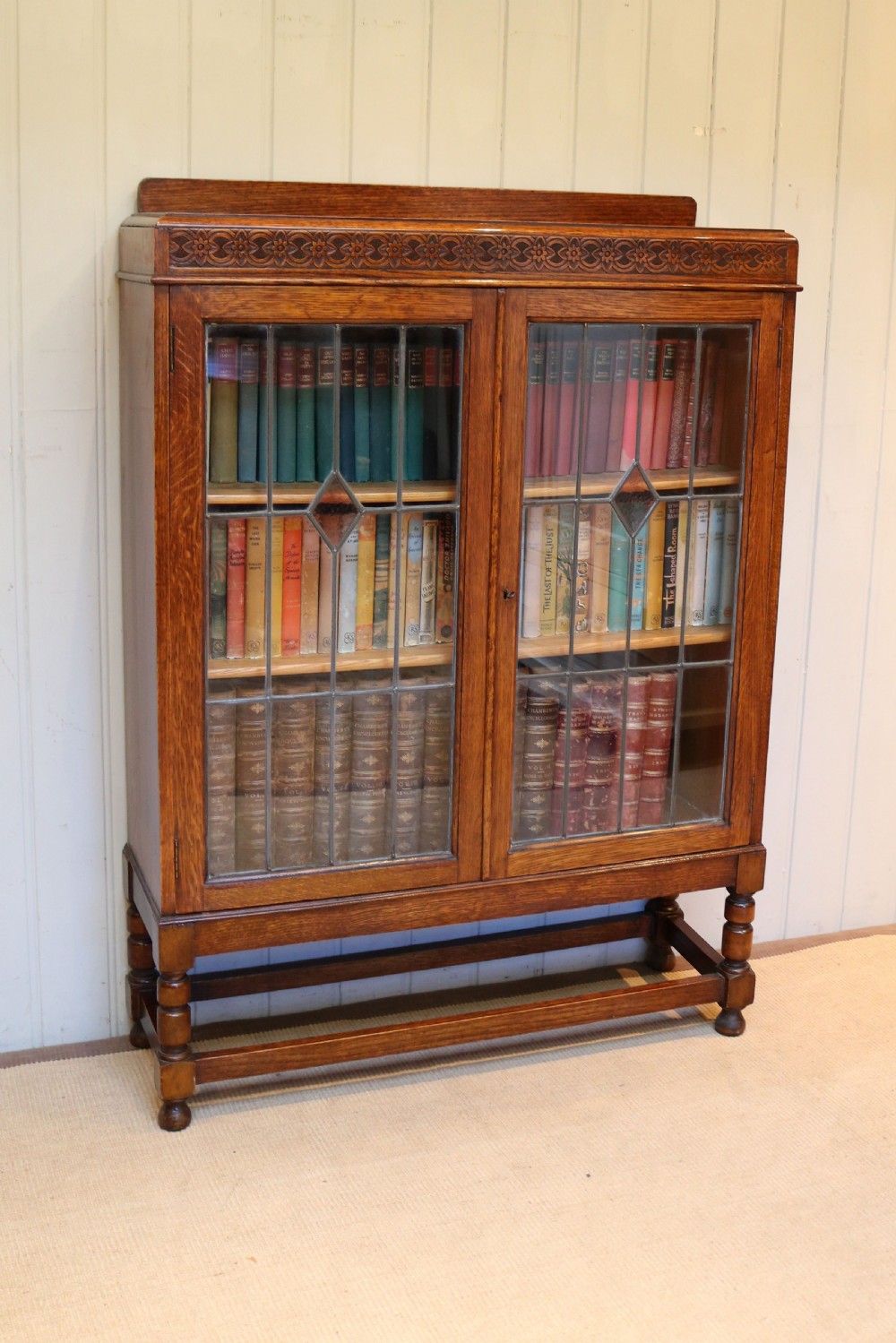 Oak Glazed Bookcase View VII