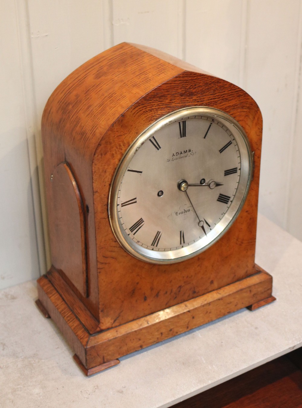 Burr Oak Bracket Clock (England, c. 1840) View III