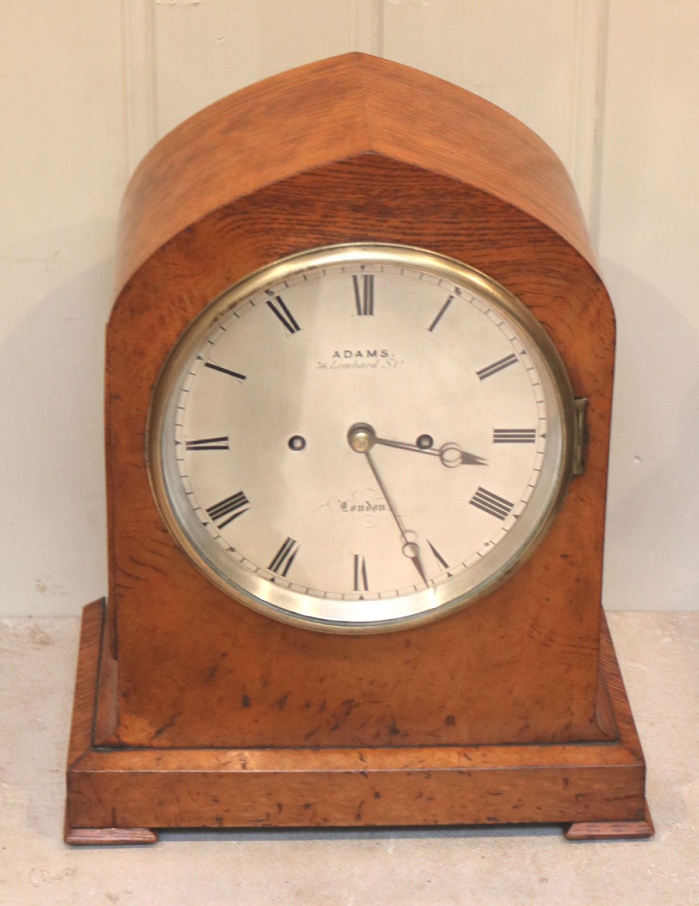 Burr Oak Bracket Clock (England, c. 1840) View V