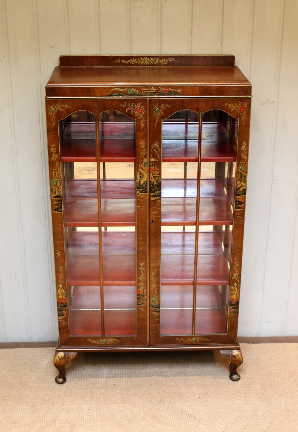 Walnut Chinoiserie Decorated Display Cabinet View II
