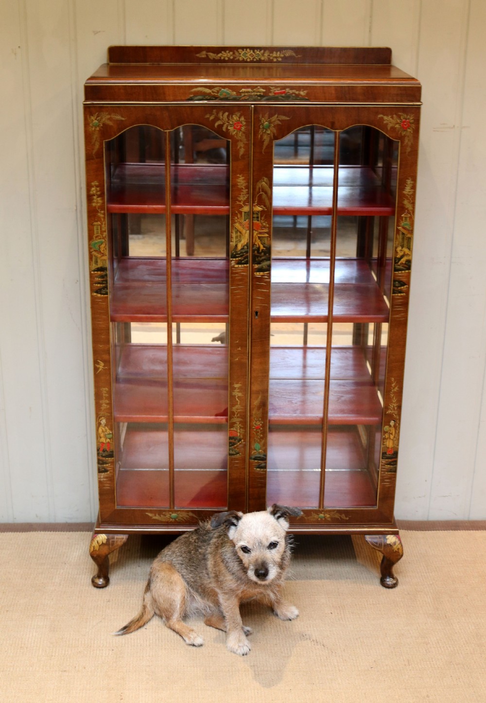 Walnut Chinoiserie Decorated Display Cabinet View III