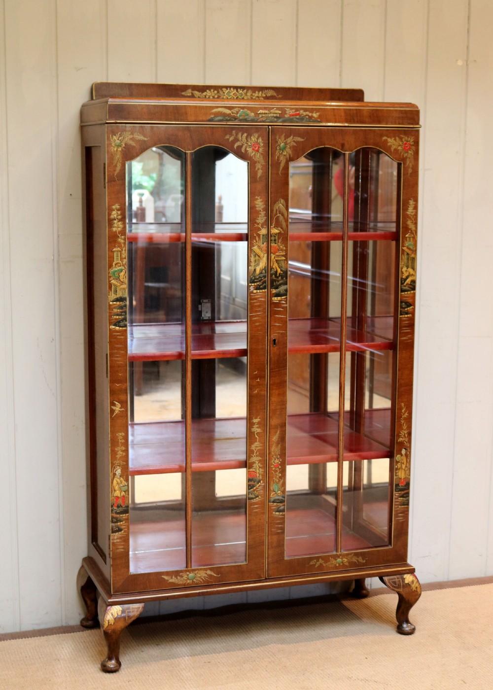 Walnut Chinoiserie Decorated Display Cabinet View VII