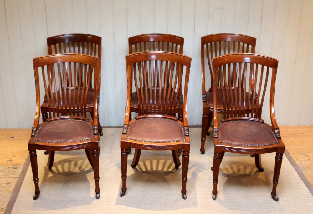 Set Of Six Solid Mahogany Dining Chairs