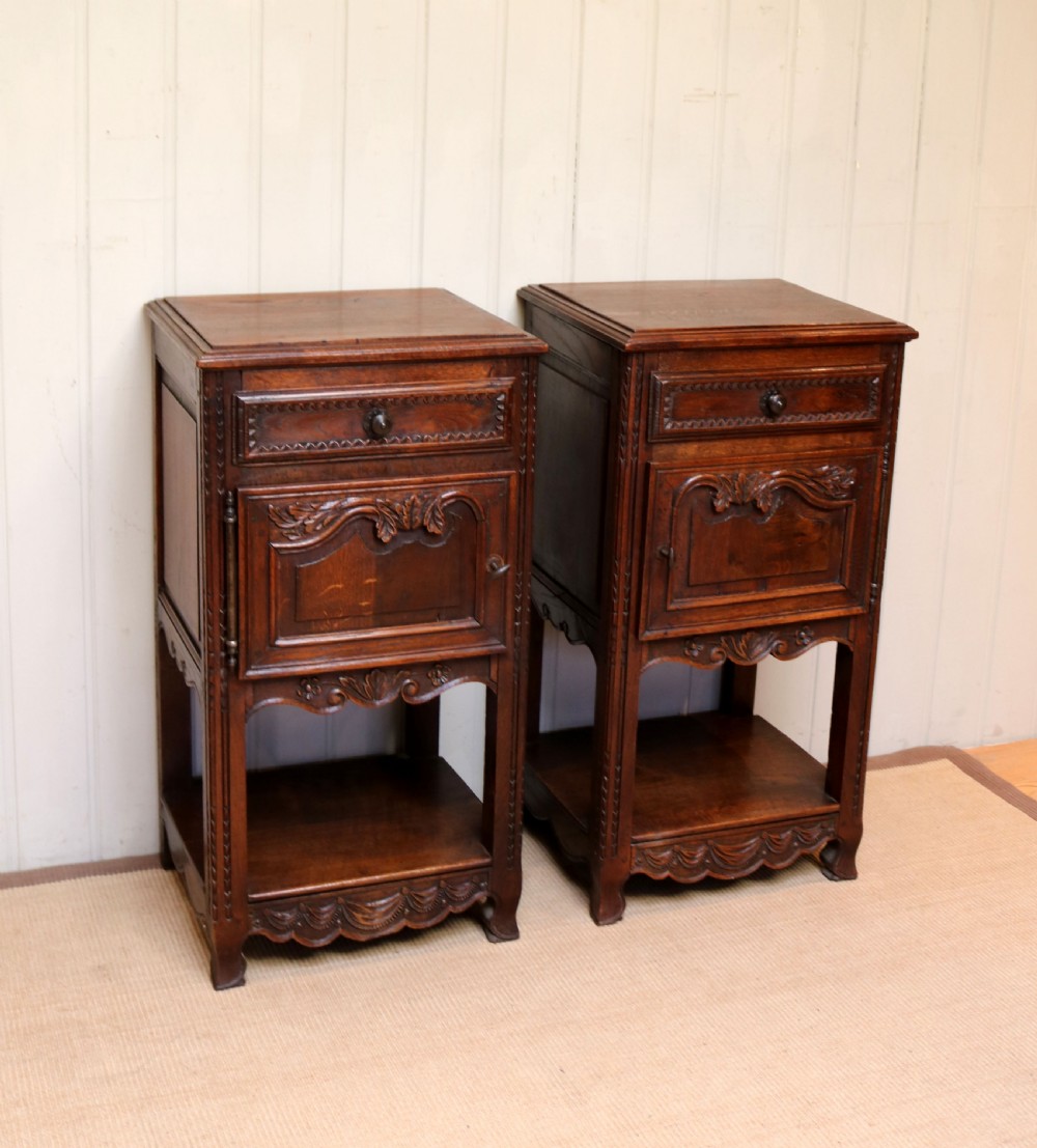 Late 19th Century Pair Of French Oak Bedside Cabinets