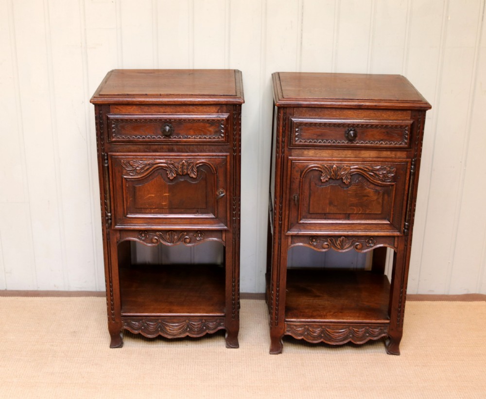 Late 19th Century Pair Of French Oak Bedside Cabinets View II